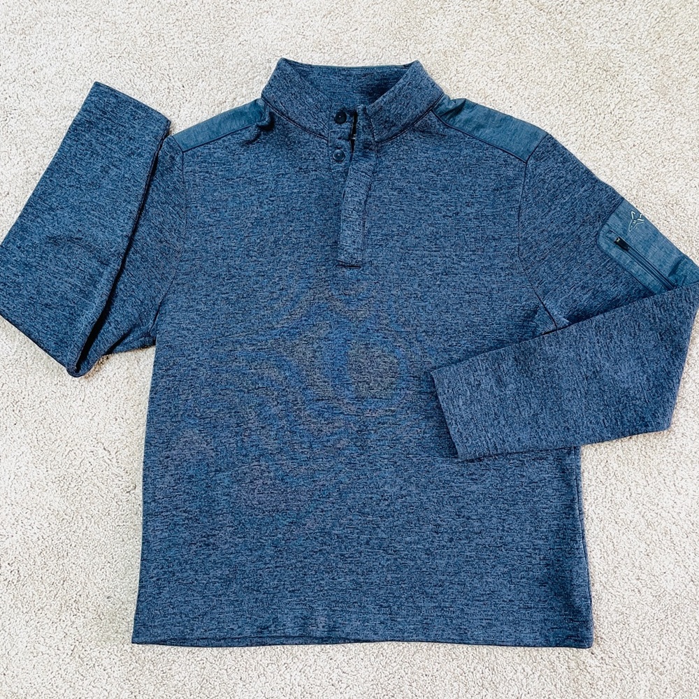 Greg Norman Pullover with Buttons Heathered Blue Mens Size Medium M